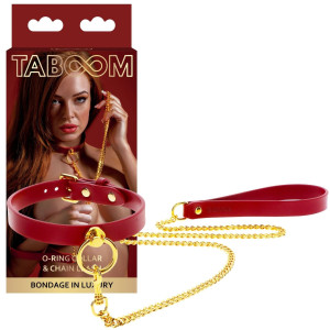 Czerwona Obroża ze smyczą do zabaw BDSM - regulowana - Taboom