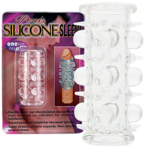 Seven Creation SILICONE SLEEVE Nakładka na penisa z wypustkami, TPE Przezroczysta