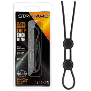 Blush STAY HARD DOUBLE LOOP Opaska uciskowa na penisa i jądra, Czarna