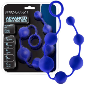 Blush PERFORMANCE SILICONE ANAL BEADS INDIGO Klasyczne kulki analne z uchwytem