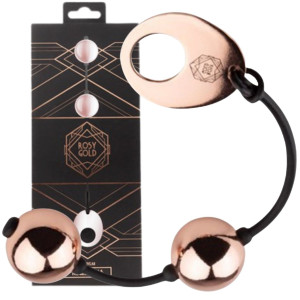 Rosy Gold - Nouveau Ben Wa Balls Kulki gejszy z uchwytem na palec