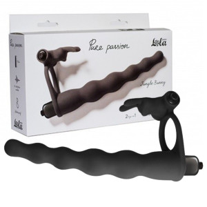 Lola Toys Samonośny Strap - on Pure Passion Jungle z króliczkiem, Czarny