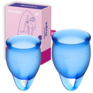 Satisfyer Feel Confident Menstrual Cup Kubeczki menstruacyjne, (15 i 20 ml.), Niebieskie