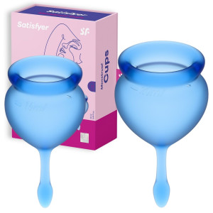 Satisfyer Feel Good Menstrual Cup Kubeczki menstruacyjne, (15 i 20 ml.), Niebieskie