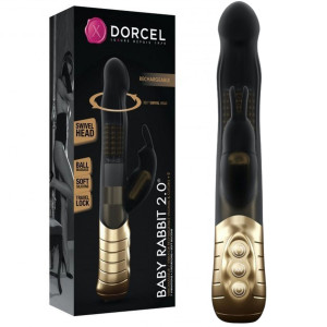 Dorcel BABY RABBIT BLACK & GOLD 2.0 - Wibrator z króliczkiem z funkcją rotacji, USB Czarny