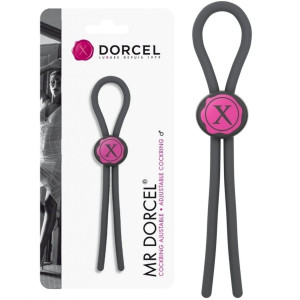 MR DORCEL - COCKRING LASSO AJUSTABLE Opaska uciskowa na penisa, Czarna Silikonowa