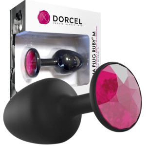 Dorcel GEISHA PLUG RUBY M Klasyczny korek analny z diamencikiem, Czarny Silikonowy
