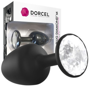 Dorcel GEISHA PLUG DIAMOND M Klasyczny korek analny z diamencikiem, Czarny Silikonowy