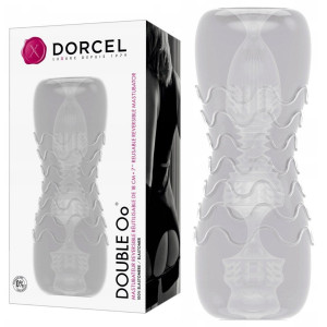 Dorcel DOUBLE Oo Dwustronny masturbator z wypustkami, Przezroczysty