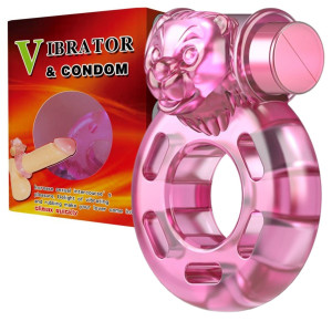 BAILE - VIBRATOR & CONDOM Pierścieni uciskowy na penisa z wibracjami, TPR