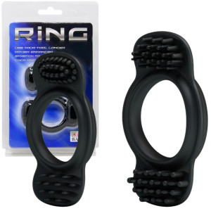 BAILE - Double cock ring Zestaw pierścieni na penisa - 2 szt., Czarne Silikonowe