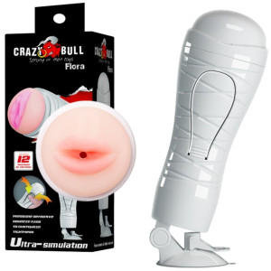 CRAZY BULL - FLORA Vibrating 12 functions Masturbator realistyczny z wibracjami i przyssawką