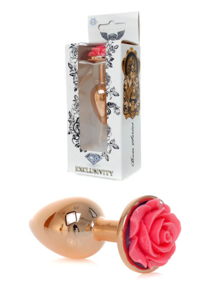 Boss Series  PLUG ROSE - korek analny z różyczką, Stal nierdzewna