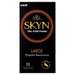 Prezerwatywy lateksowe - SKYN LARGE - 10 sztuk - duże, nawilżone - UNIMIL