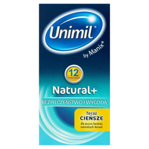 Prezerwatywy lateksowe - BOX 12 NATURAL+ - klasyczne, cienkie - UNIMIL