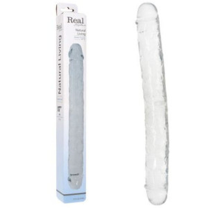 Real Rapture Double Treasure M Dwustronne realistyczne dildo, Przezroczyste