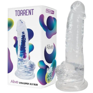 Alive AL.Torrent (Jelly Clear) Półrealistyczne dildo z przyssawką, Przezroczyste