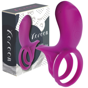 Xoconn Couples Stimulator Ring Wibrujący pierścień na penisa z króliczkiem, USB Fioletowy
