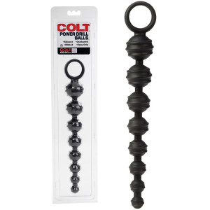 COLT POWER DRILL BALLS BLACK Progresywne koraliki analne - sonda,  Silikonowe
