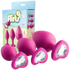 Dream Toys FLIRTS ANAL TRAINING KIT GEM STONE PINK Zestaw korków analnych, Różowe Silikonowe