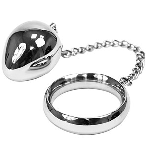Donut C-Ring Anal Egg (40/40mm) with chain Pierścień erekcyjny z korkiem analnym, Stal nierdzewna