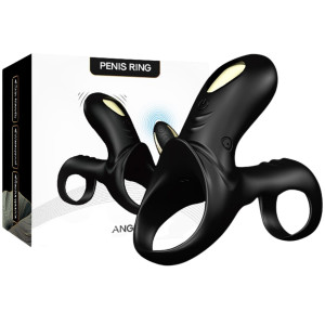Boss Series Ranger black Designerski pierścień na penisa i jądra z wibracjami, USB Czarny