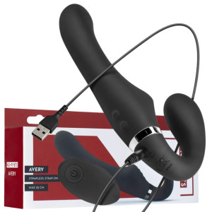No-Parts - Avery Strapless - 22 cm - Profesjonalny Strap-On na pilota, USB Czarny