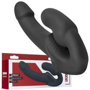 No-Parts - Morgan Strapless Strap-On Dildo - 22 cm - Black - Samonośny Strap-On, Czarny Siliknowy