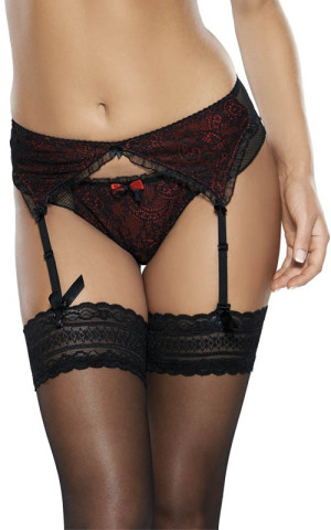 Rosette suspenderbelt black sexowne czarne stringi