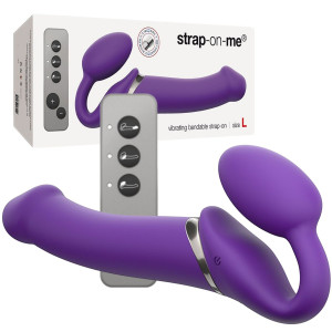Strap-on-me VIBRATING STRAP-ON - L - PURPLE - Samonośny Strap-On z wibracjami - na pilota, USB Fioletowy