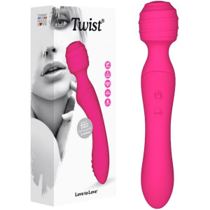 Love to Love TWIST - DANGER PINK - Masażer Wand i stymulator 2w1, Różowy