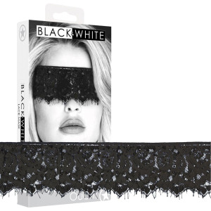 Shots Lace Mask - With Elastic Straps - Elegancka koronkowa opaska na oczy, Czarna