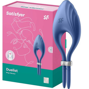 Pierścień erekcyjny z regulacją rozmiaru - Duelist Ring - USB, Niebieski - Satisfyer
