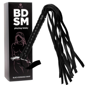 Bondage Whip - Klasyczny pejcz do zabaw BDSM, Czarny - Secret Play