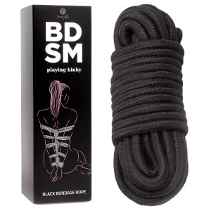 Wiązania-Black Bondage Rope BDSM - Lina do krępowania - 10 m, Czarna