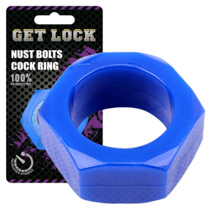 CHISA Nust Bolts Cock Ring-Blue - Pierścień uciskowy na penisa, Niebieski