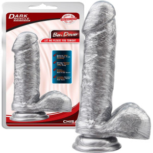 CHISA Ben Dover-Silver - Realistyczne dildo z jądrami i przyssawką, PVC