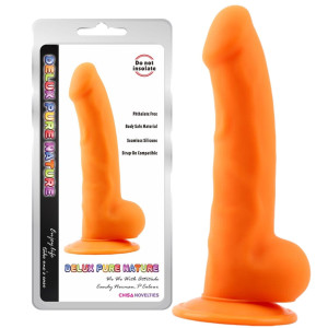 CHISA Norman.P - Realistyczne dildo z jądrami i przyssawką, Pomarańczowe