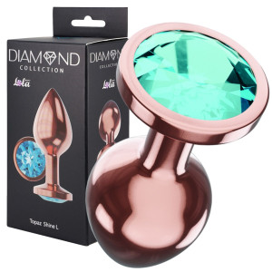 Lola Games Butt Plug Diamond Topaz Shine L Rose Gold - Korek analny z diamencikiem
