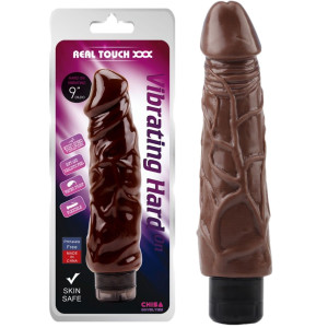 CHISA Vibrating Hard On-Brown -  Realistyczny wibrator na baterie, Brązowy