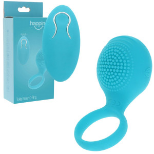 Tickle Brush C-Ring - Wibrujący pierścień erekcyjny dla par, USB Niebieski