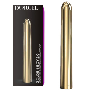 Złoty wibrator klasyczny Golden Boy 2.0 z 10 trybami wibracji o długości 19 cm Marc Dorcel