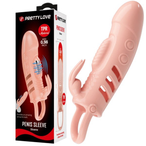 PRETTY LOVE - Sloane, PENIS SLEEVE Vibration - Nakładka na penisa z króliczkiem, Cielisty