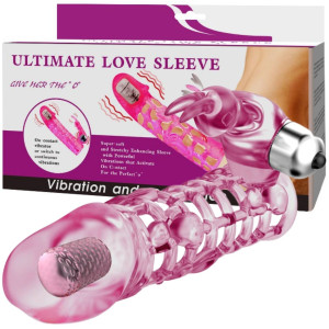 BAILE - ULTIMATE LOVE SLEEVE - Nakładka na penisa z wibrującym króliczkiem, Różowa