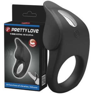 PRETTY LOVE - VIBRATING SUSANNA - wibrujący pierścień erekcyjny, USB Czarny
