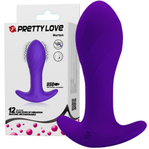 PRETTY LOVE - MORTON Anal Plug Massager 12 Functions USB - Wibrujący korek analny - dyskretny, Fioletowy
