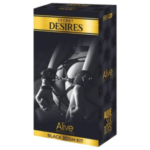 Secret Desires Black BDSM Kit 8pcs - Zestaw BDSM do erotycznych zabaw, Czarny