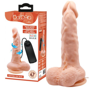 Wibrator realistyczny Baile- Barbara Max 17 cm z przyssawką i rotacją - cielisty