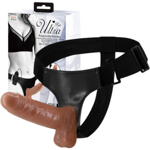 BAILE- Ultra Passionate 6.2'' - Strap-on z realistycznym wibrującym penisem, Brązowy