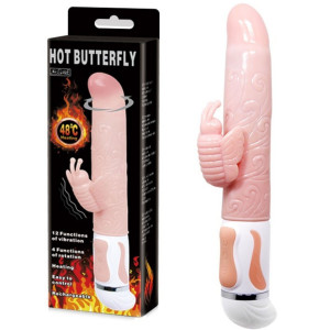 Cielisty wibrator dopochwowy Hot Butterfly abs / tpr 26,5 cm podgrzewany dyskretny BAILE